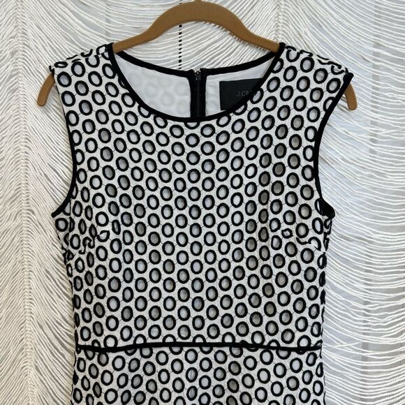 J.Crew Black & White Circle Embroidered Sleeveless Fit & Flare Dress – Size 4 - Picture 2 of 10